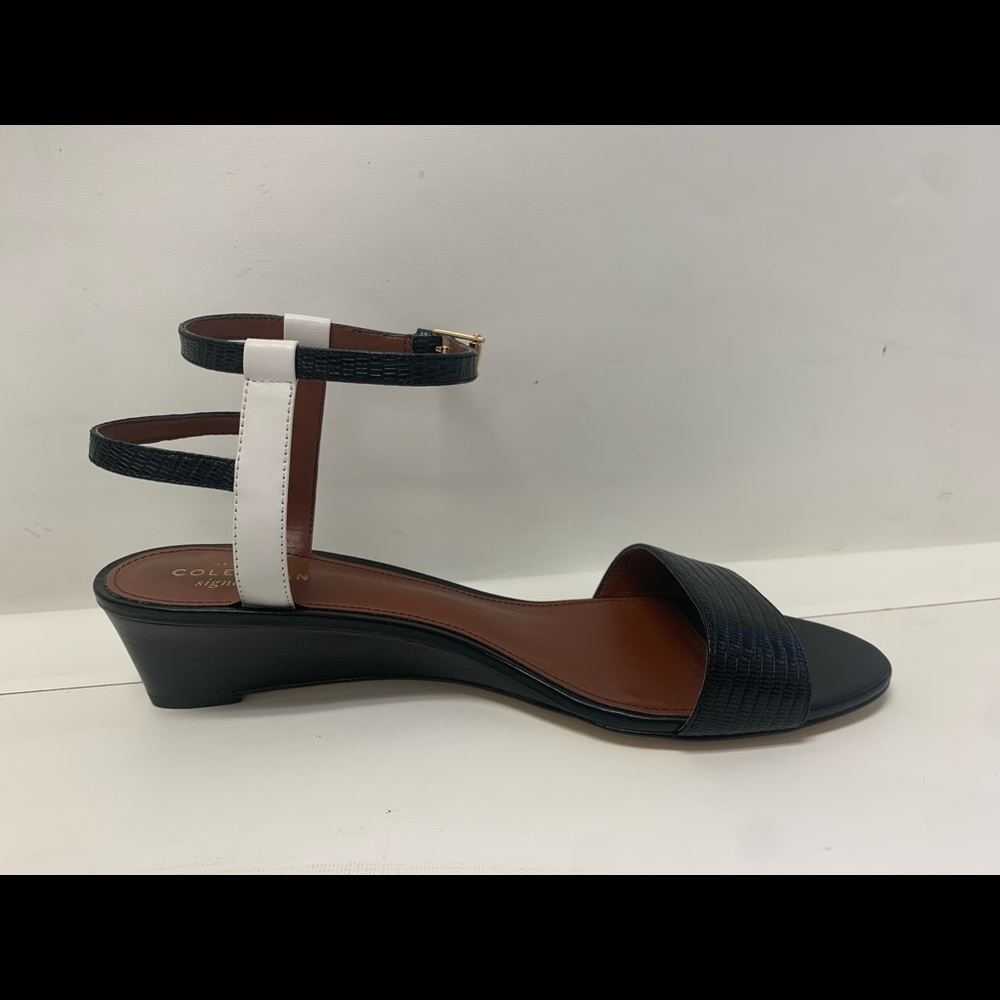 Cole Haan Ayana Two Piece Wedge Sandals Black 8.5M